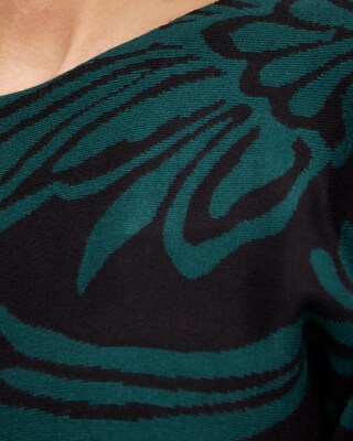Green Print Pullover Sweater