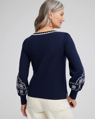 Embroidered Pullover Sweater