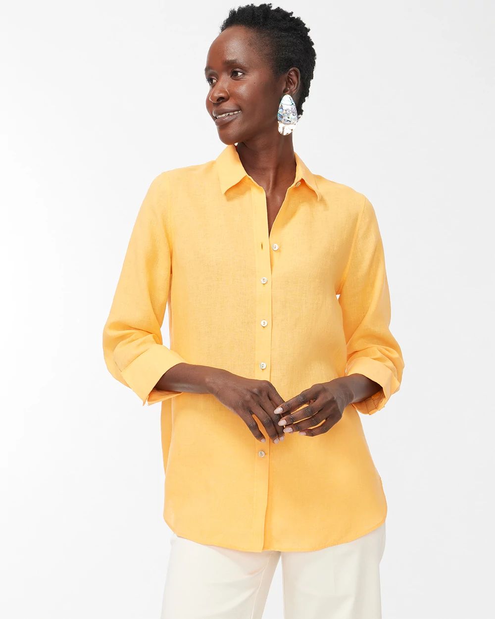 No Iron Linen 3/4 Sleeve Shirt