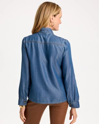 Denim Tie-Neck Shirt click to view larger image.