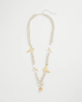 Butterfly & Pearls Pendant Charm Necklace