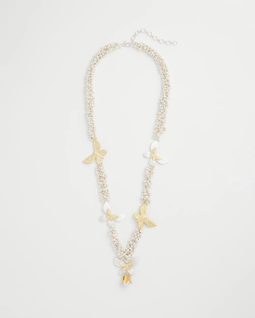 Butterfly & Pearls Pendant Charm Necklace