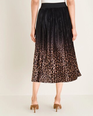 Animal-Print Pleated Midi Skirt