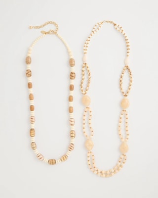 Resin Wood Double Strand Necklace click to view larger image.