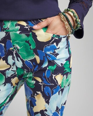 Brigitte™ Slub Floral Slim Ankle Pants click to view larger image.
