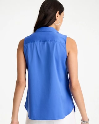 Cotton-Blend Classic Sleeveless Shirt click to view larger image.