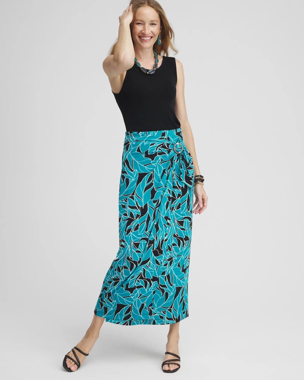 Travelers™ Faux Wrap Maxi Skirt click to view larger image.