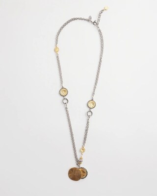 Mixed Metal Coin Pendant Necklace