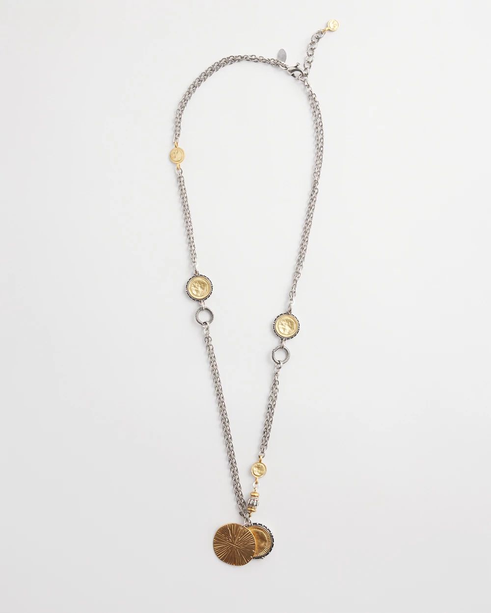 Mixed Metal Coin Pendant Necklace
