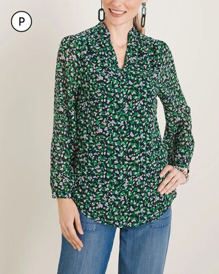 Petite Abstract Dot-Print Blouse
