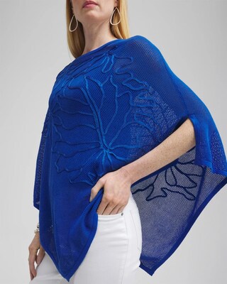 Embroidered Knit Triangle Poncho