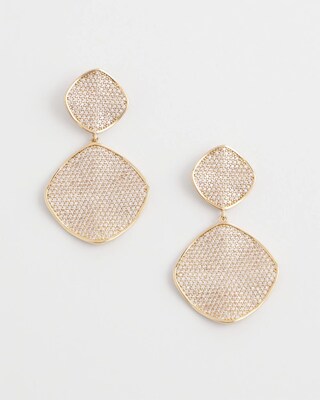 No Droop™ Gold Tone Pavé Drop Earrings click to view larger image.