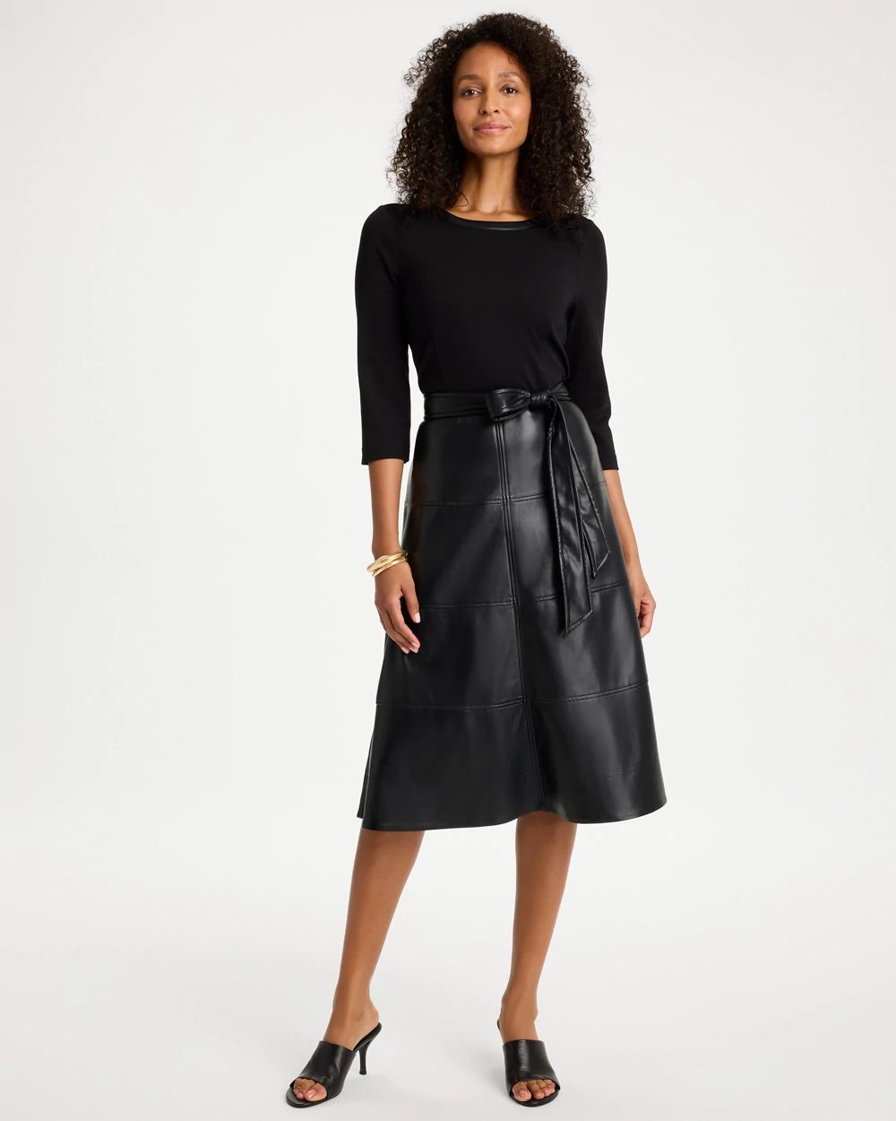 Faux Leather Ponte Knit Dress