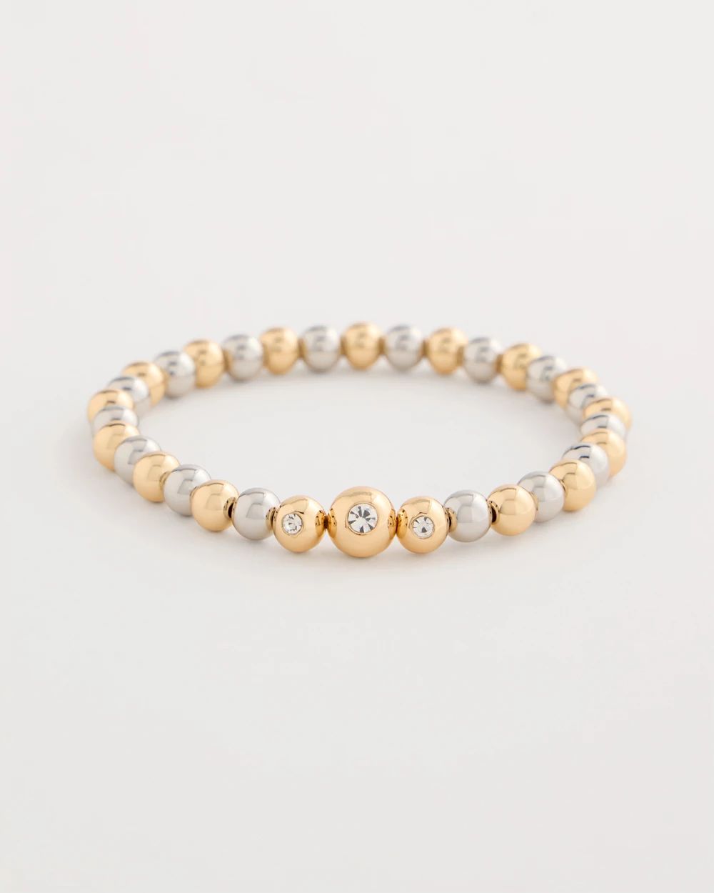 Mixed Metal Beaded Stretch Bracelet