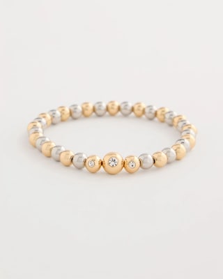 Mixed Metal Beaded Stretch Bracelet