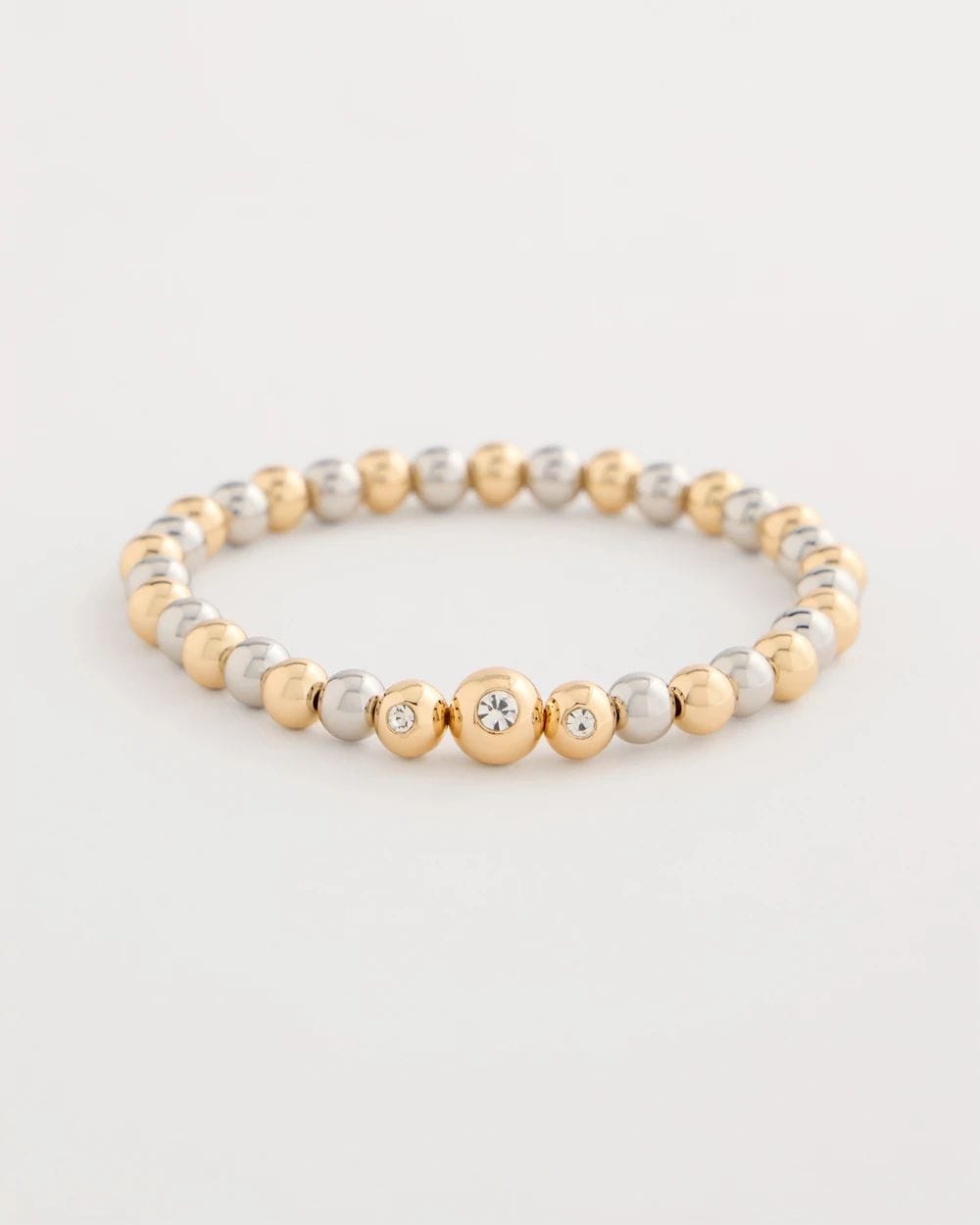 Mixed Metal Beaded Stretch Bracelet