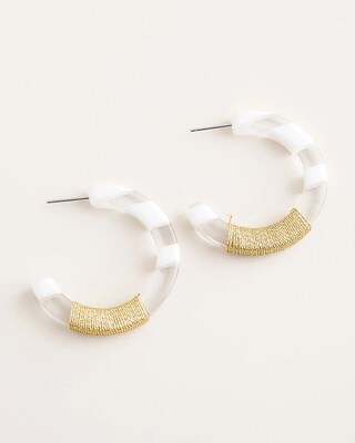 White Striped Hoop Earrings