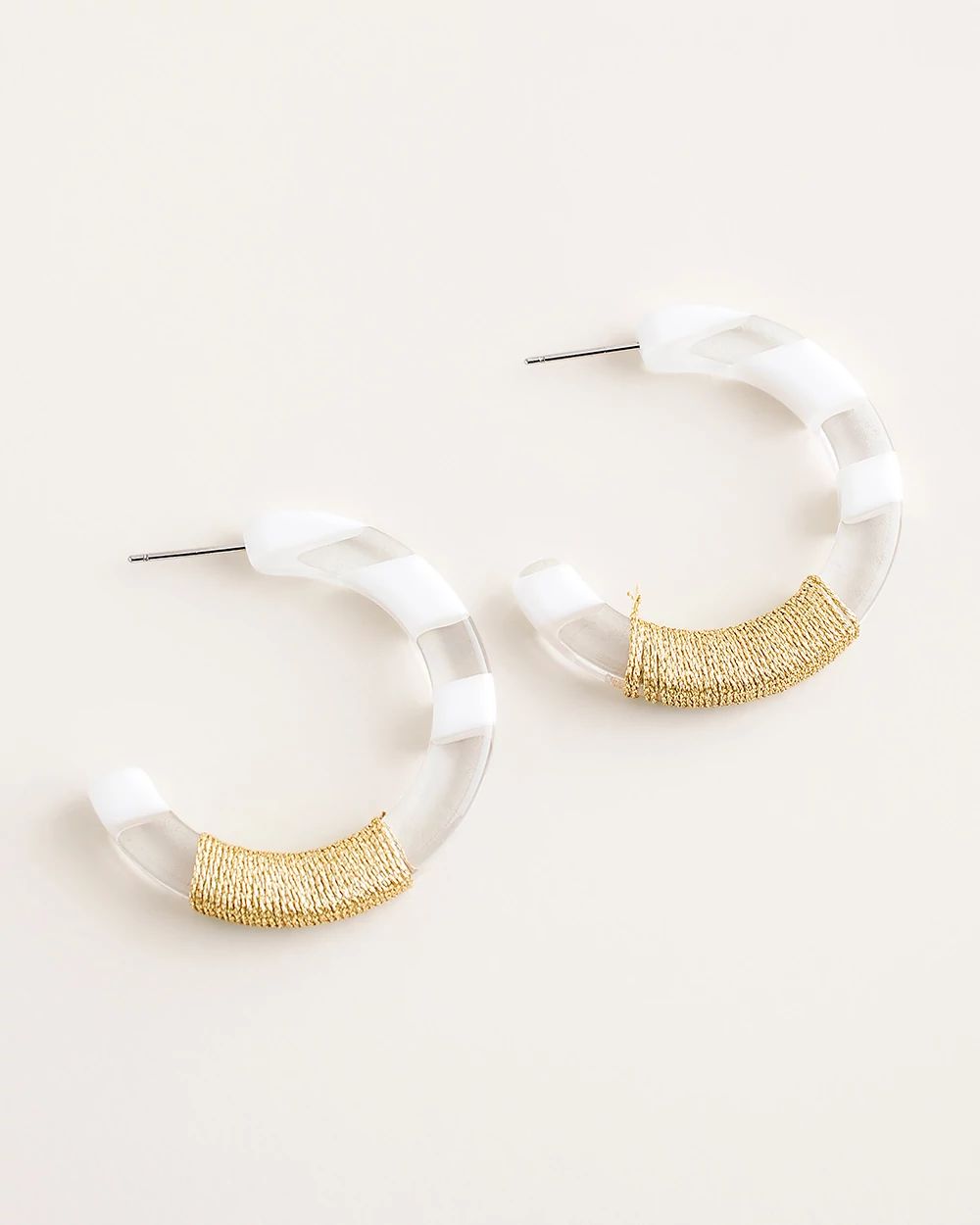 White Striped Hoop Earrings