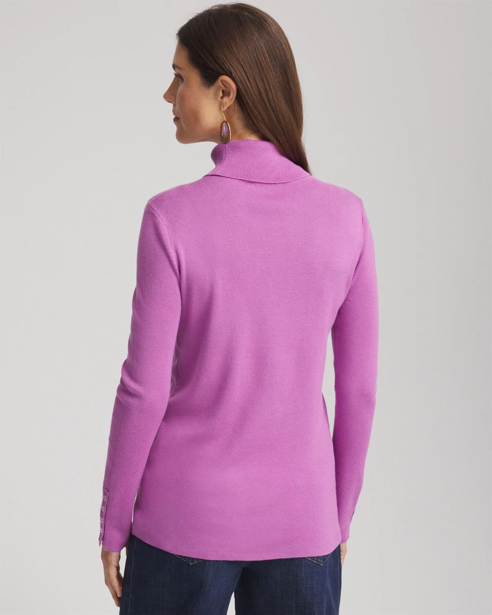 Ecovero™ Button Cuff Turtleneck Sweater