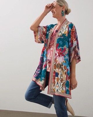 Tapestry Print Mid Length Kimono