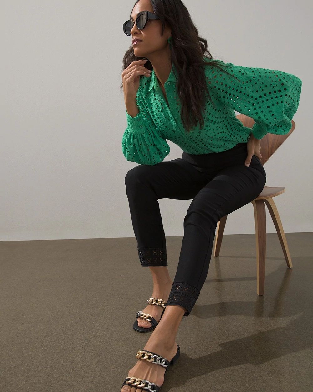 Brigitte Crochet Slim Ankle Pants
