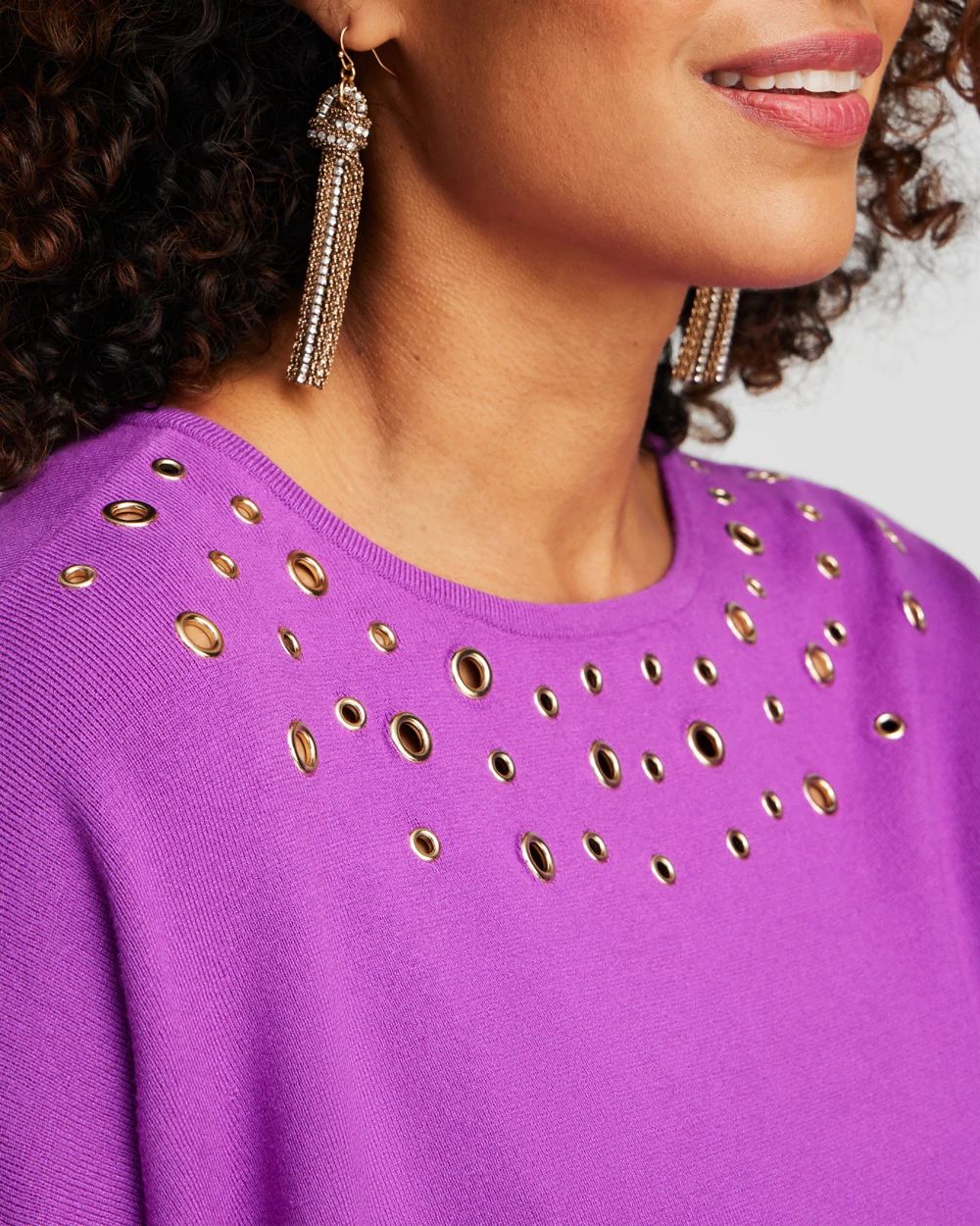 Grommet Detail Sweater Poncho