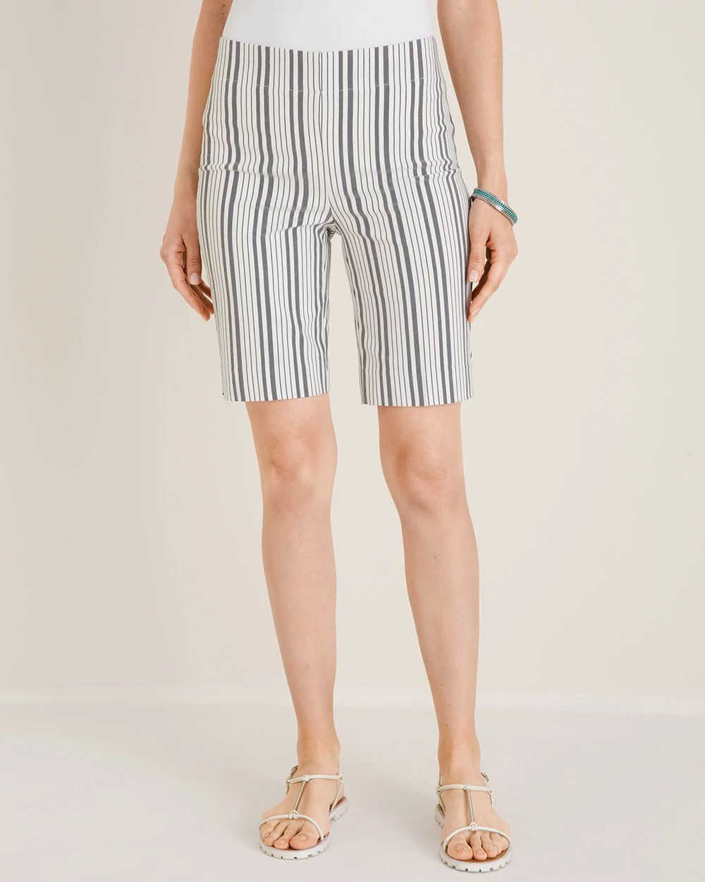 So Slimming Brigitte Striped Slim Shorts - 10 Inch Inseam