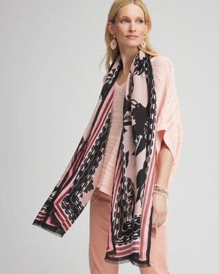 Floral Border Oblong Scarf