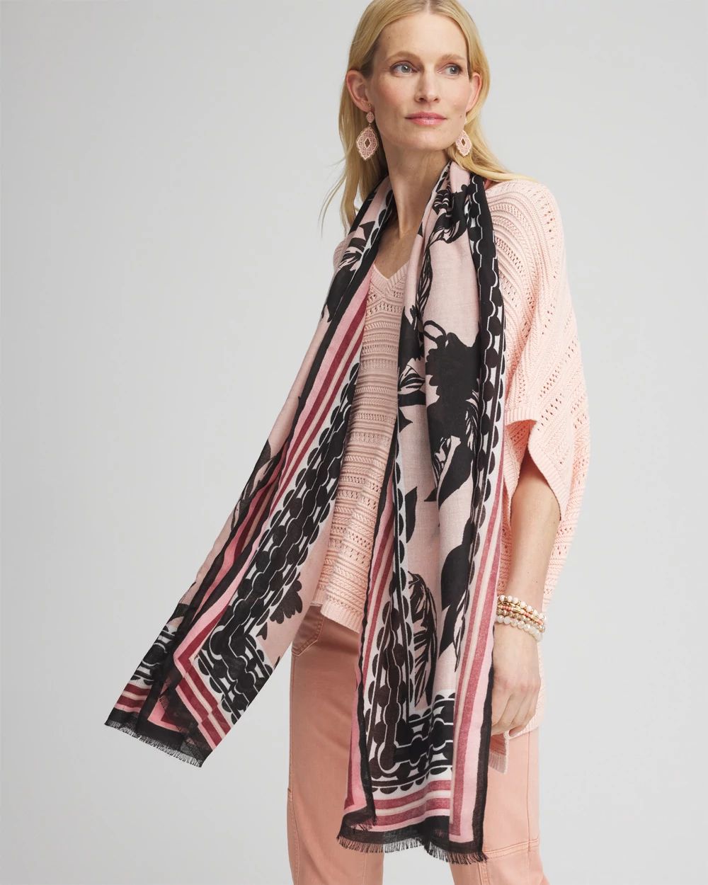 Floral Border Oblong Scarf