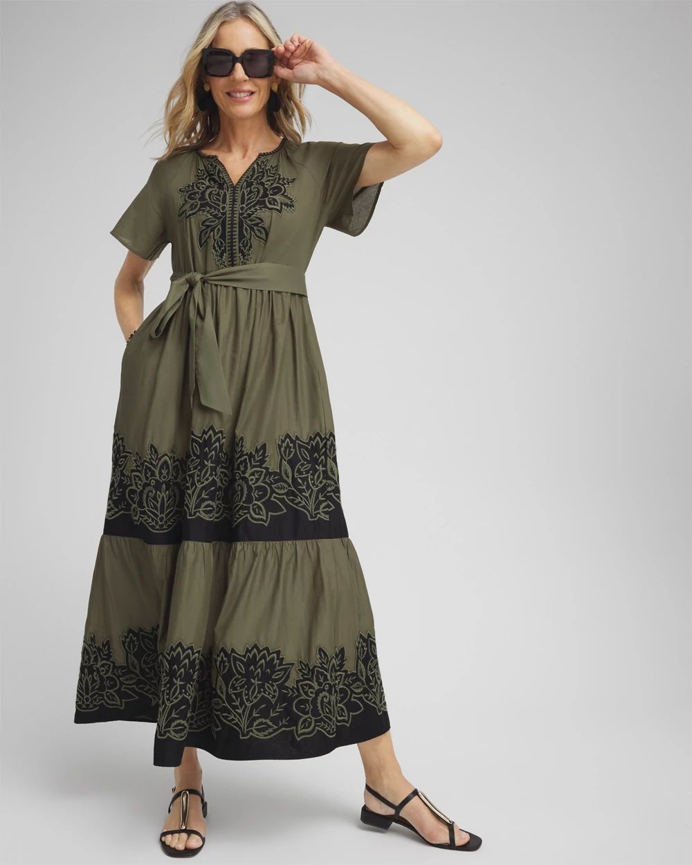 Cotton Embroidered Tier Dress click to view larger image.