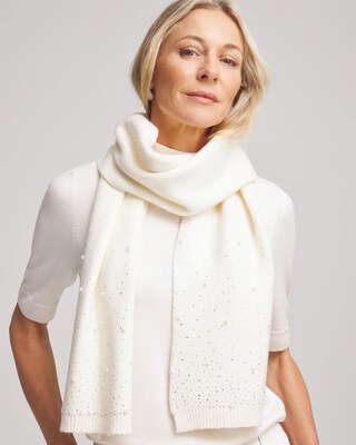 Faux Pearl Cashmere Blend Scarf