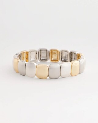 Mixed-Metal Matte Square Stretch Bracelet click to view larger image.