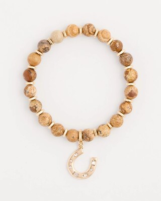 Genuine Jasper Stone Stretch Charm Bracelet