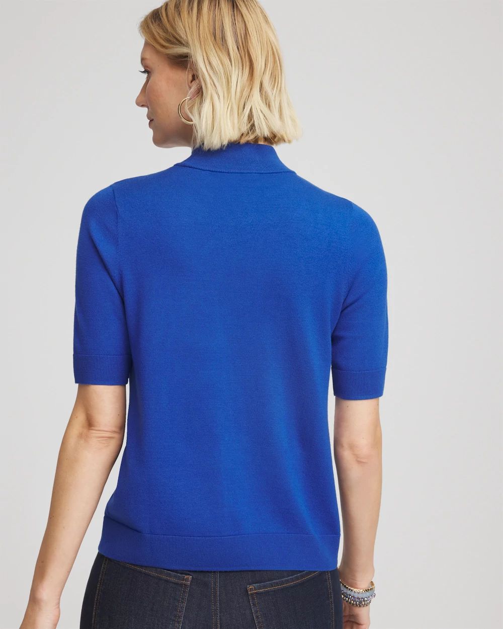 Elbow Sleeve Mock Neck Sweater