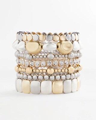 Mixed-Metal Matte Square Stretch Bracelet click to view larger image.