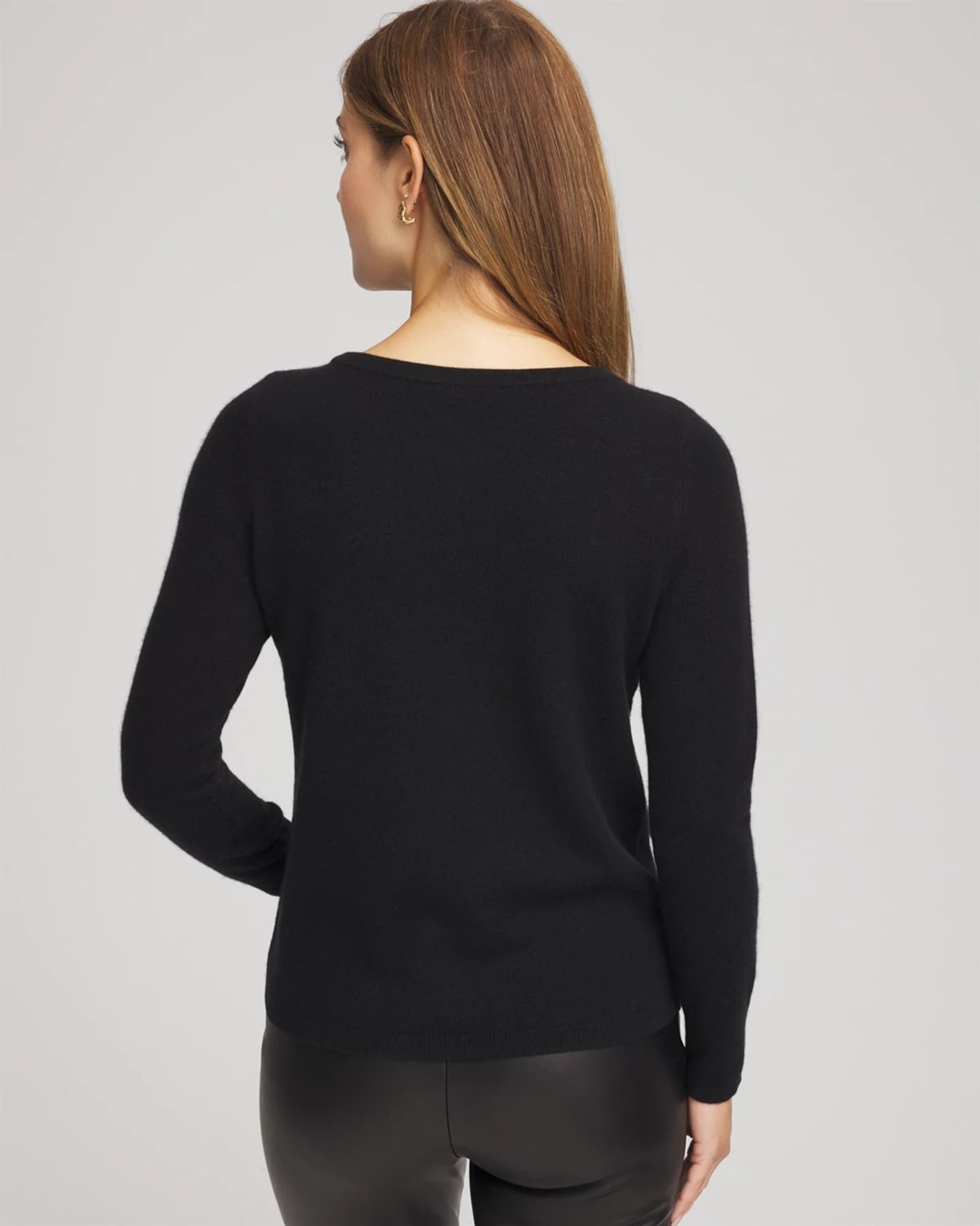 Chico's Embellished Cashmere Pullover Sweater In Black In Black