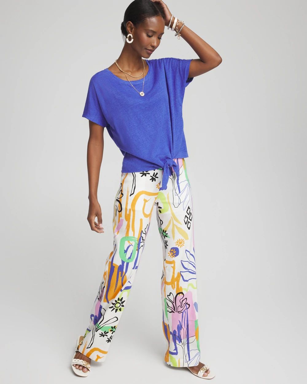 Linen Tie Front Tee