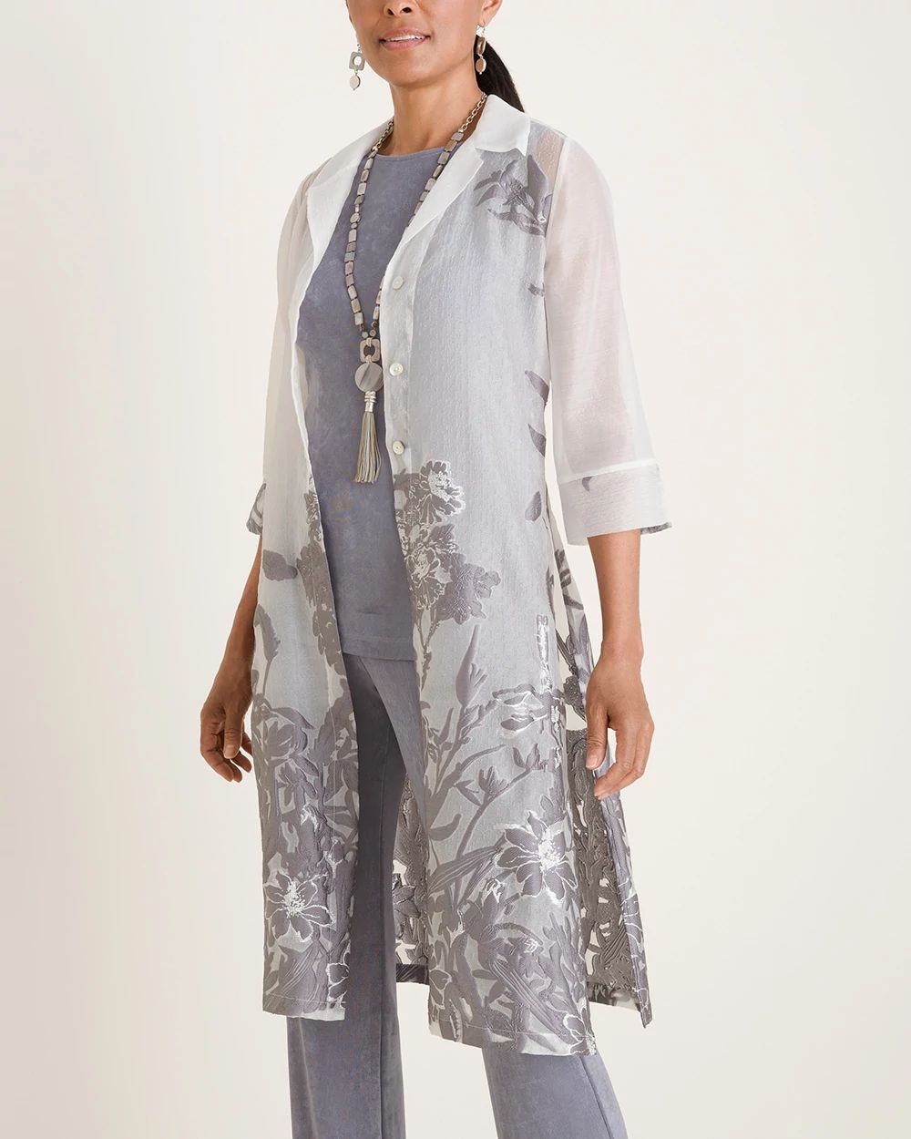 Travelers Collection Jacquard Duster Jacket