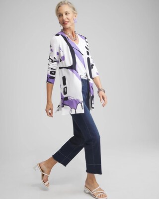 Spun Rayon Abstract Print Cardigan