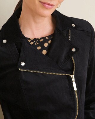 Velveteen Elongated Moto Jacket