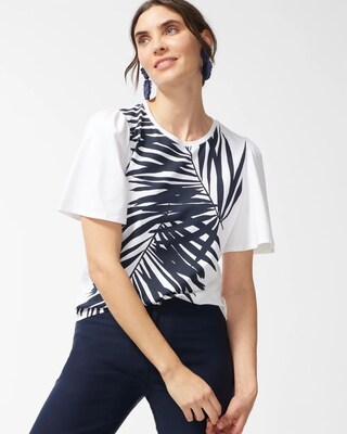 Palm Print Flounce Sleeve Tee