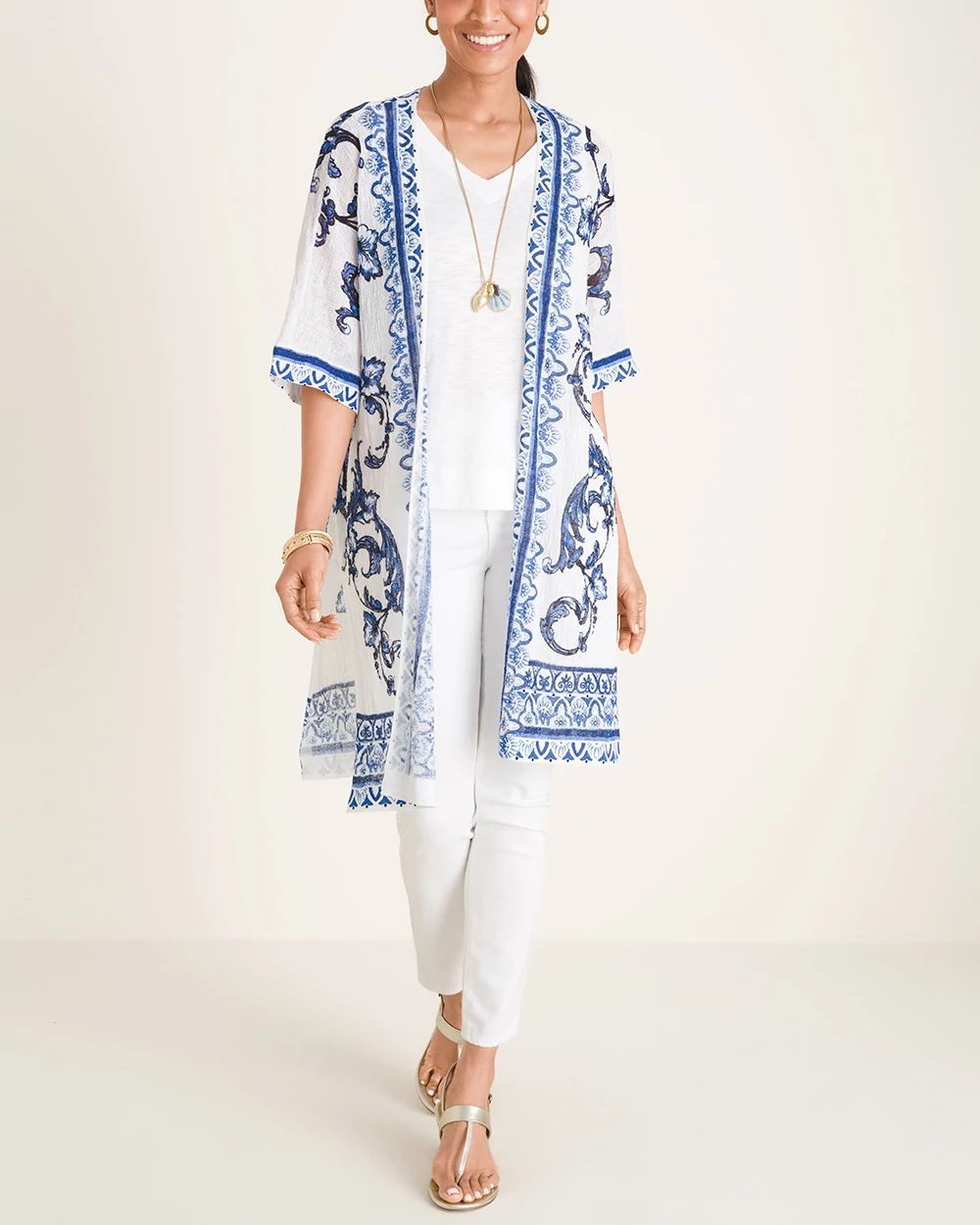 Drama Print Open Front Cardigan