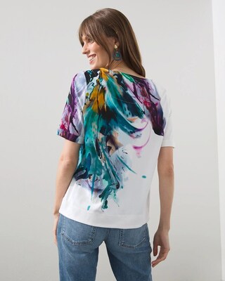 Cotton Blend Abstract Knit Tee