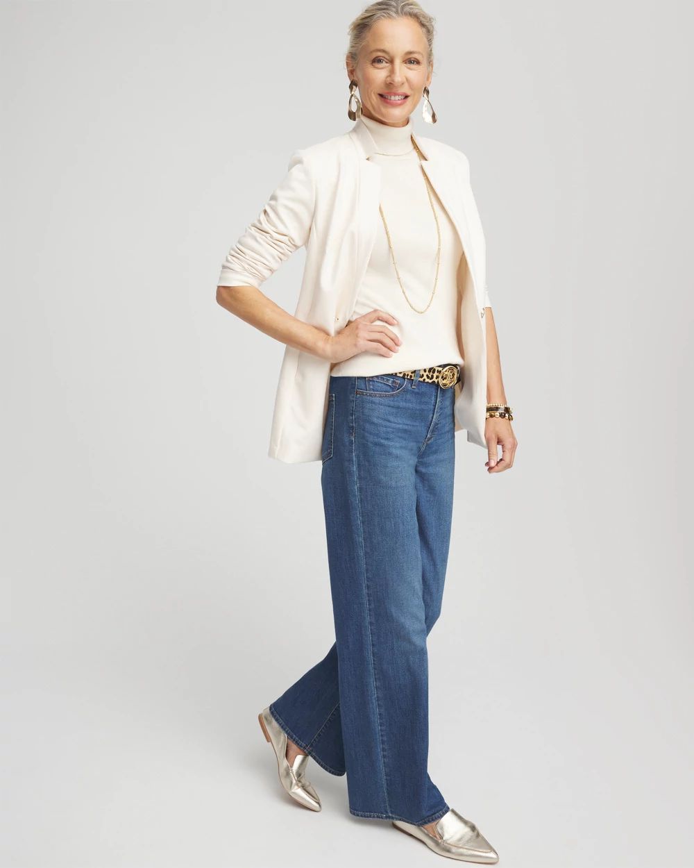 Ecovero™ Button Cuff Turtleneck Sweater