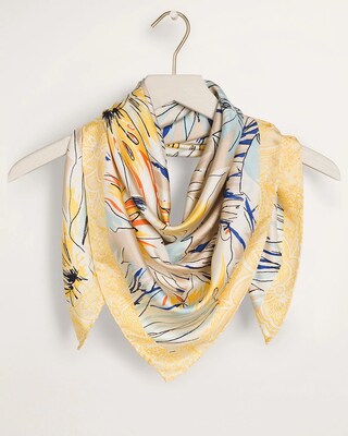 Floral Print Silk Square Scarf