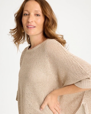 Sequin Boatneck Rounded Hem Poncho click to view larger image.
