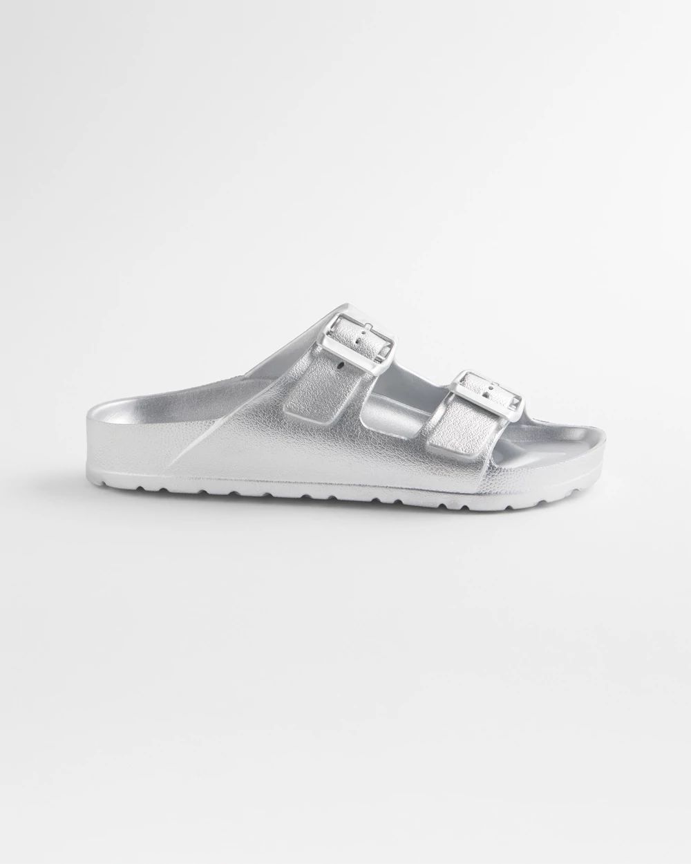Metallic Double Buckle Pool Slides