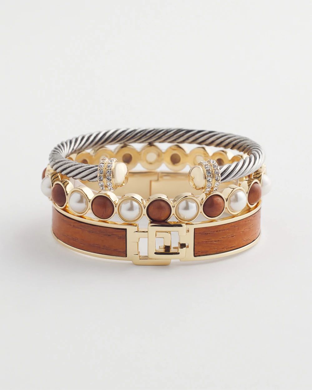 Chico's Click Wood Bangle Bracelet