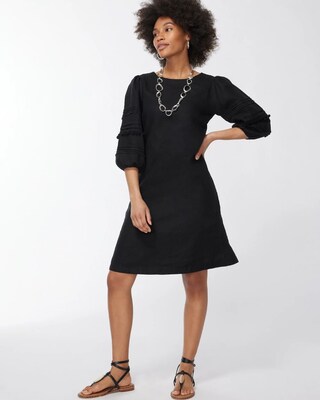 Black Linen Embroidered Dress