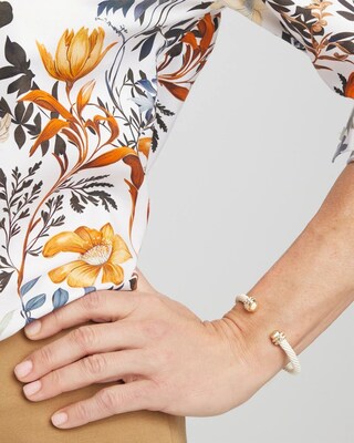 White & Gold Tone Flex Cuff Bracelet